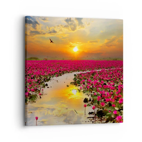 Canvastavla - Bild på duk - Sjöns hemlighetsfulla liv - 30x30 cm