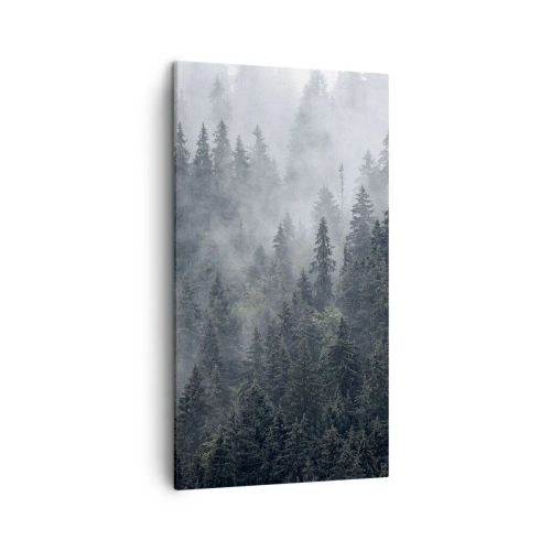 Canvastavla - Bild på duk - Gryning i skogen - 45x80 cm