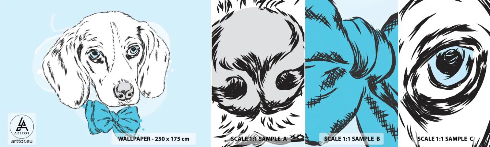 Fototapet Prov Standard Eco - Hundelegans - Abstraktion, Hund, För barn - 100x30 cm