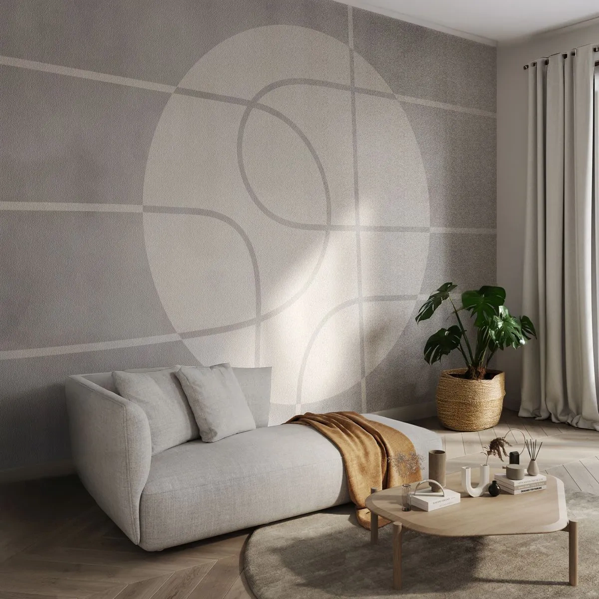 Fototapet Premium Canvas - Cirkulärt och rakt fram - Ljus, Minimalistisk, Hjul - 250x175 cm