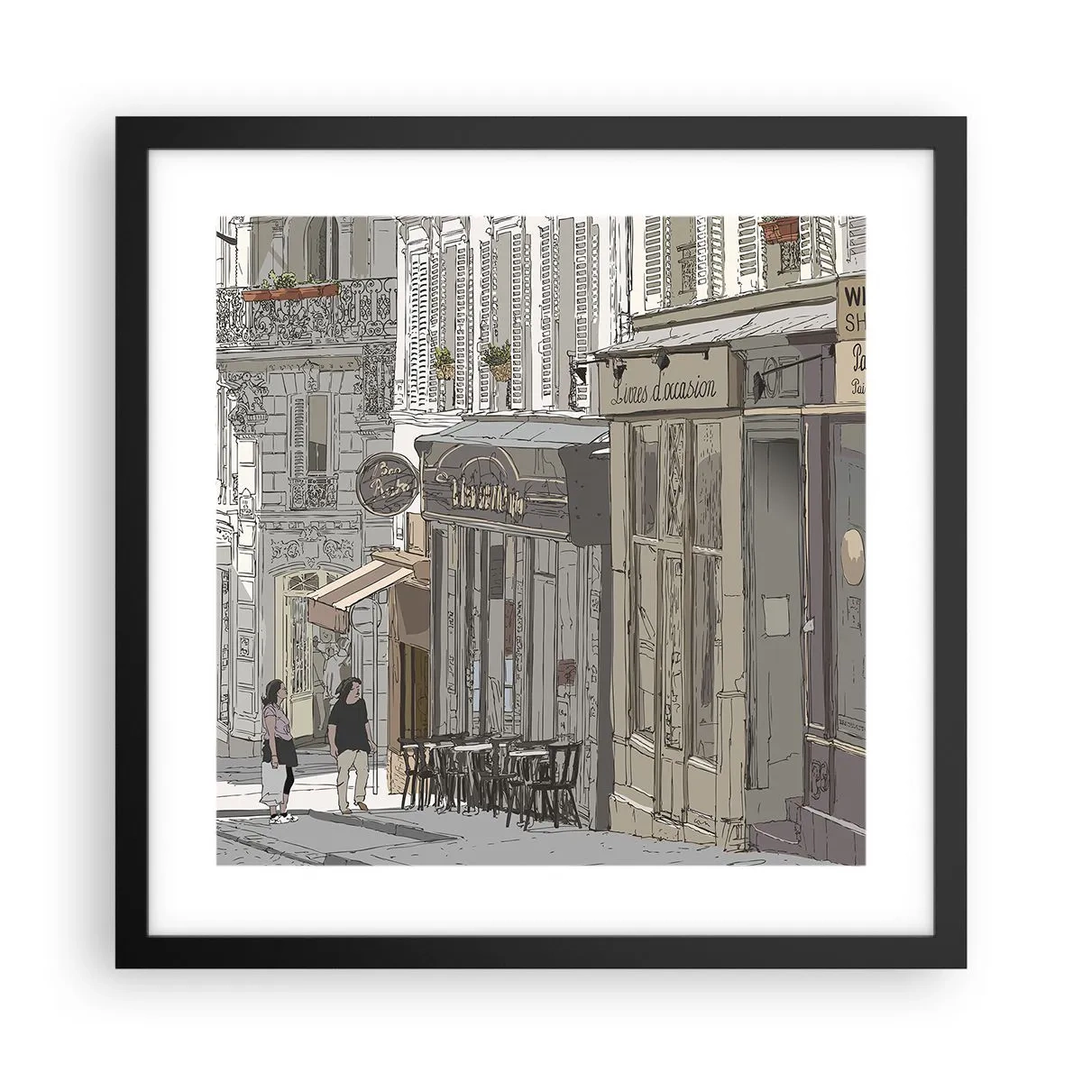 Affisch i svart ram - Stadens nöjen - 40x40 cm