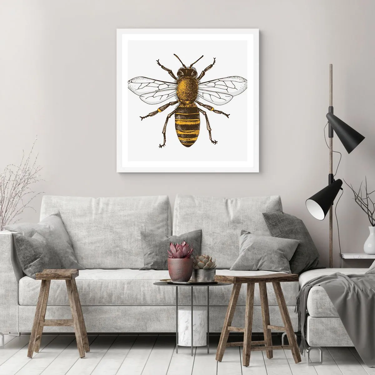 Affisch i vit ram - Vackert och bra - 30x30 cm