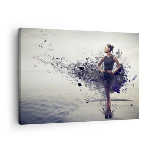 Canvastavla - Bild på duk - En kvinna i en konstnärlig komposition mot en bakgrund av vatten - 70x50cm - Venus från Afrika - Modern väggdekoration för vardagsrum och sovrum ARTTOR