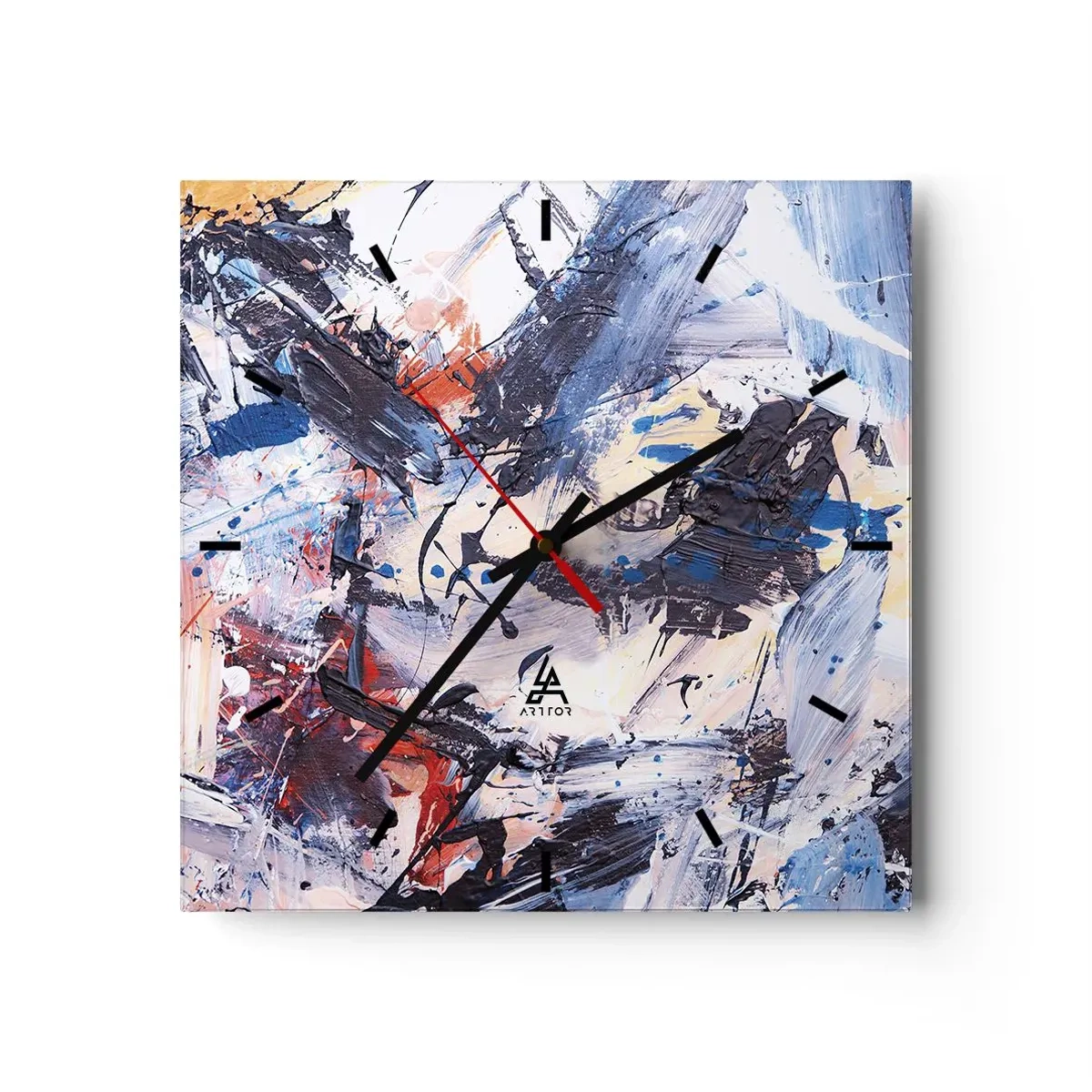 Väggklocka - Klocka på glas - Abstraktionen galna dans - 40x40 cm