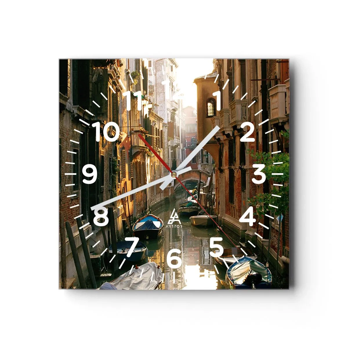 Väggklocka - Klocka på glas - På en gränd i Venedig - 40x40 cm