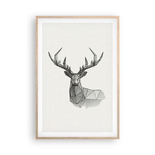 Affisch i ram av ljusek - Hjort i kubistisk stil - 61x91 cm