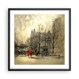 Affisch i svart ram - Träff i London-dimman  - 50x50 cm