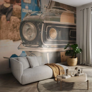 Självhäftande Fototapet Deluxe Sticker - Ett möte med legenden - Bil, Bil, Oldschool - 100x70 cm
