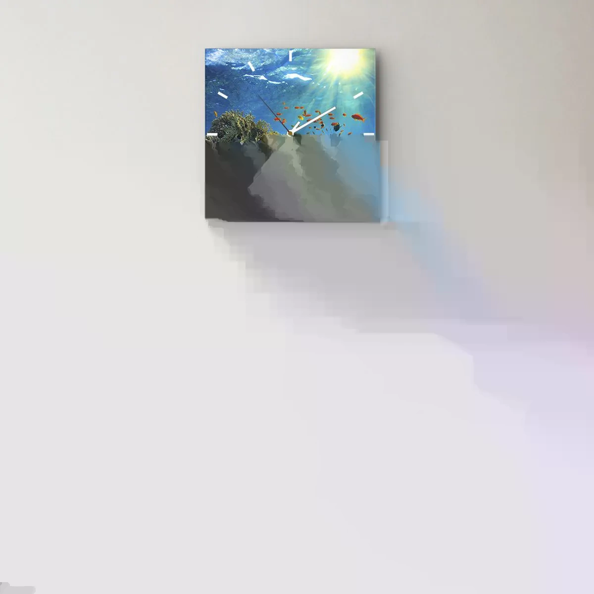 Väggklocka - Klocka på glas - Undervatenskatter - 40x40 cm