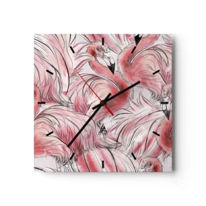 Väggklocka - Klocka på glas - Fåglarnas corps de ballet - 30x30 cm