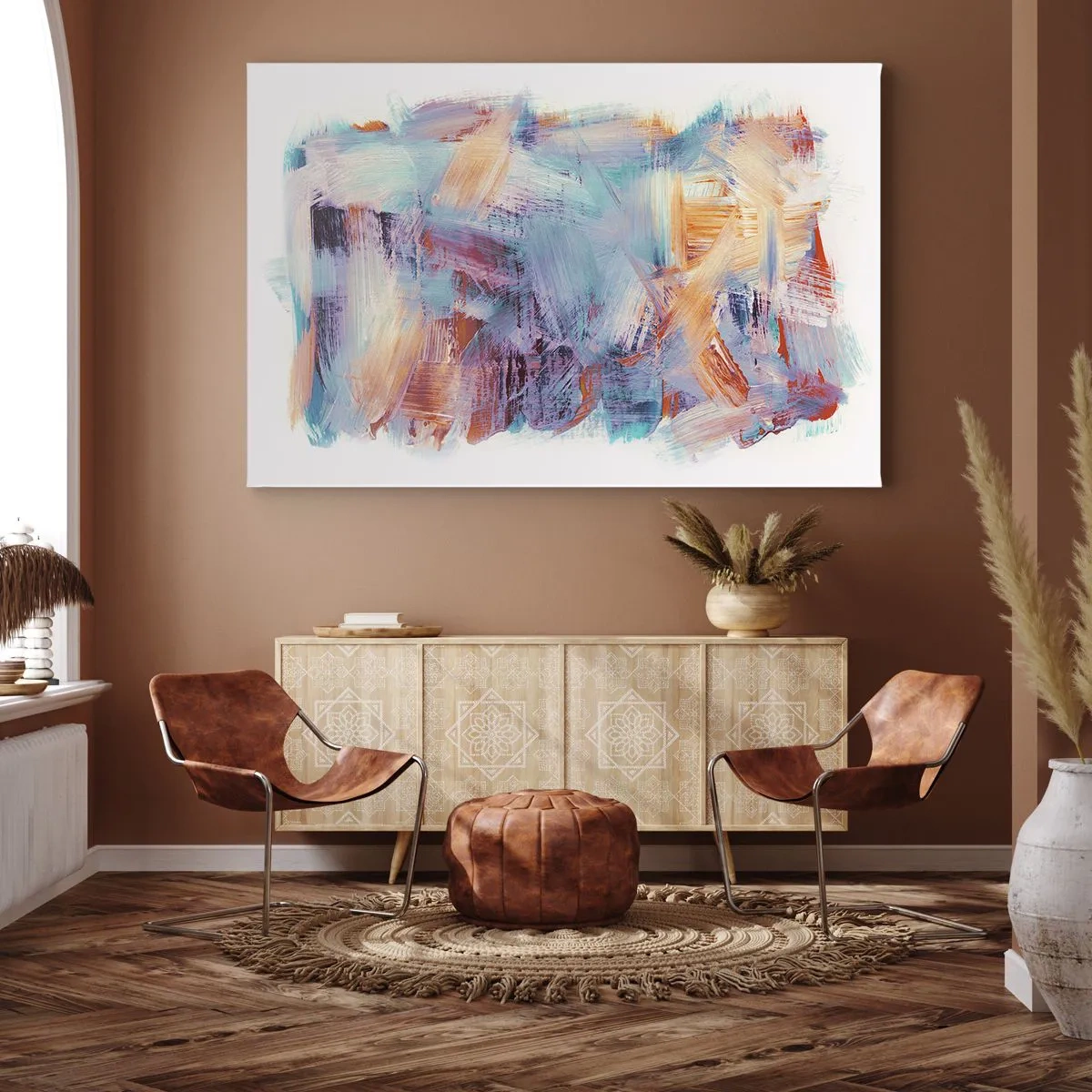Canvastavla - Bild på duk - Färgglada penseldrag i en abstrakt komposition - 70x50cm - Färgglad röra - Modern väggdekoration för vardagsrum och sovrum ARTTOR