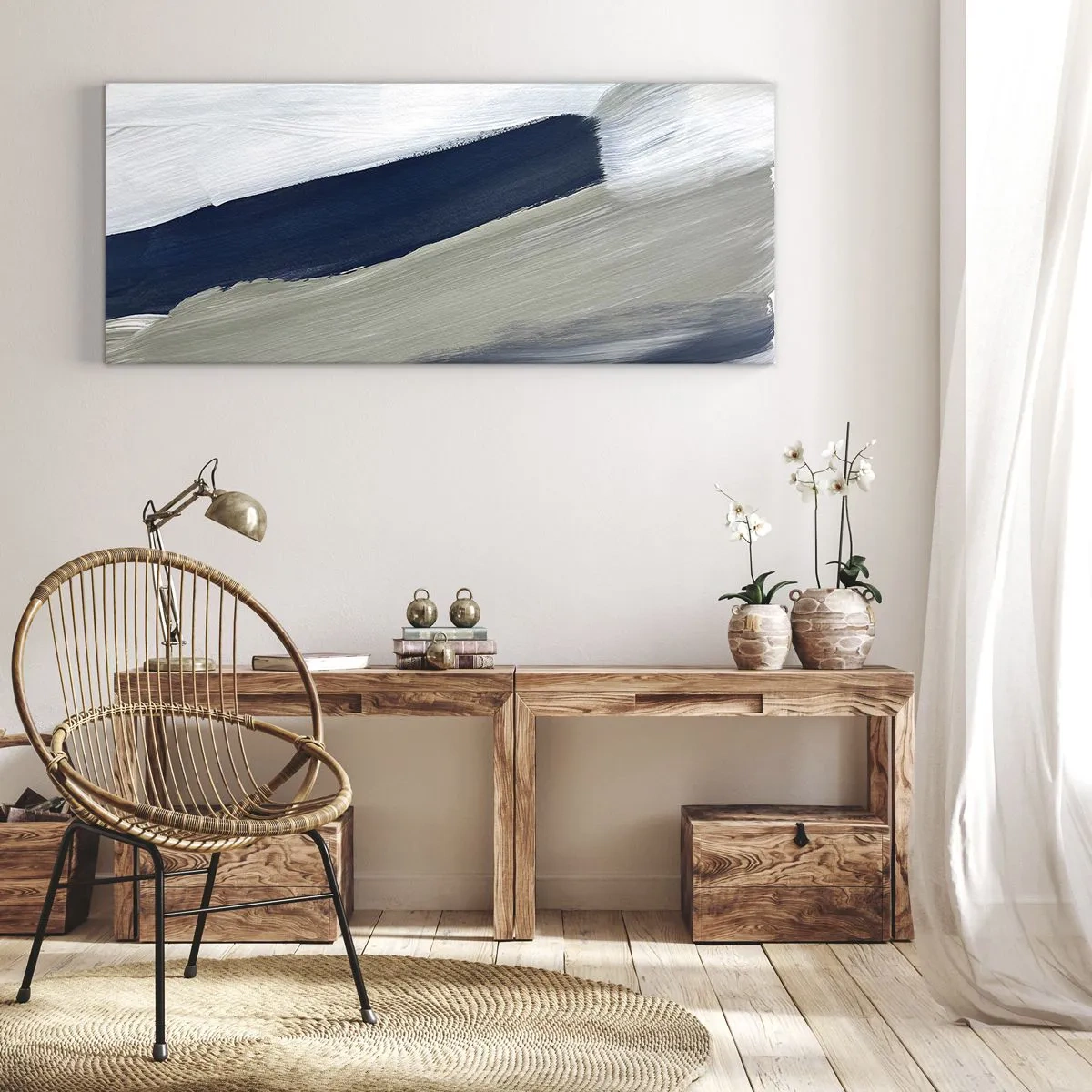 Canvastavla - Bild på duk - Möte med vitt - 100x40 cm