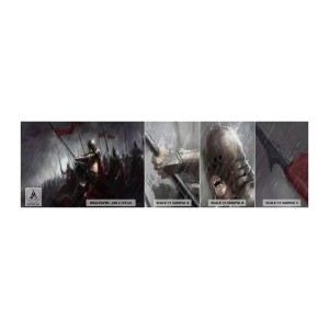 Provbit av fototapet Premium Canvas - Förbipasseraren, hälsa Sparta... - Riddare i rustning, Armé, Abstraktion - 100x30 cm