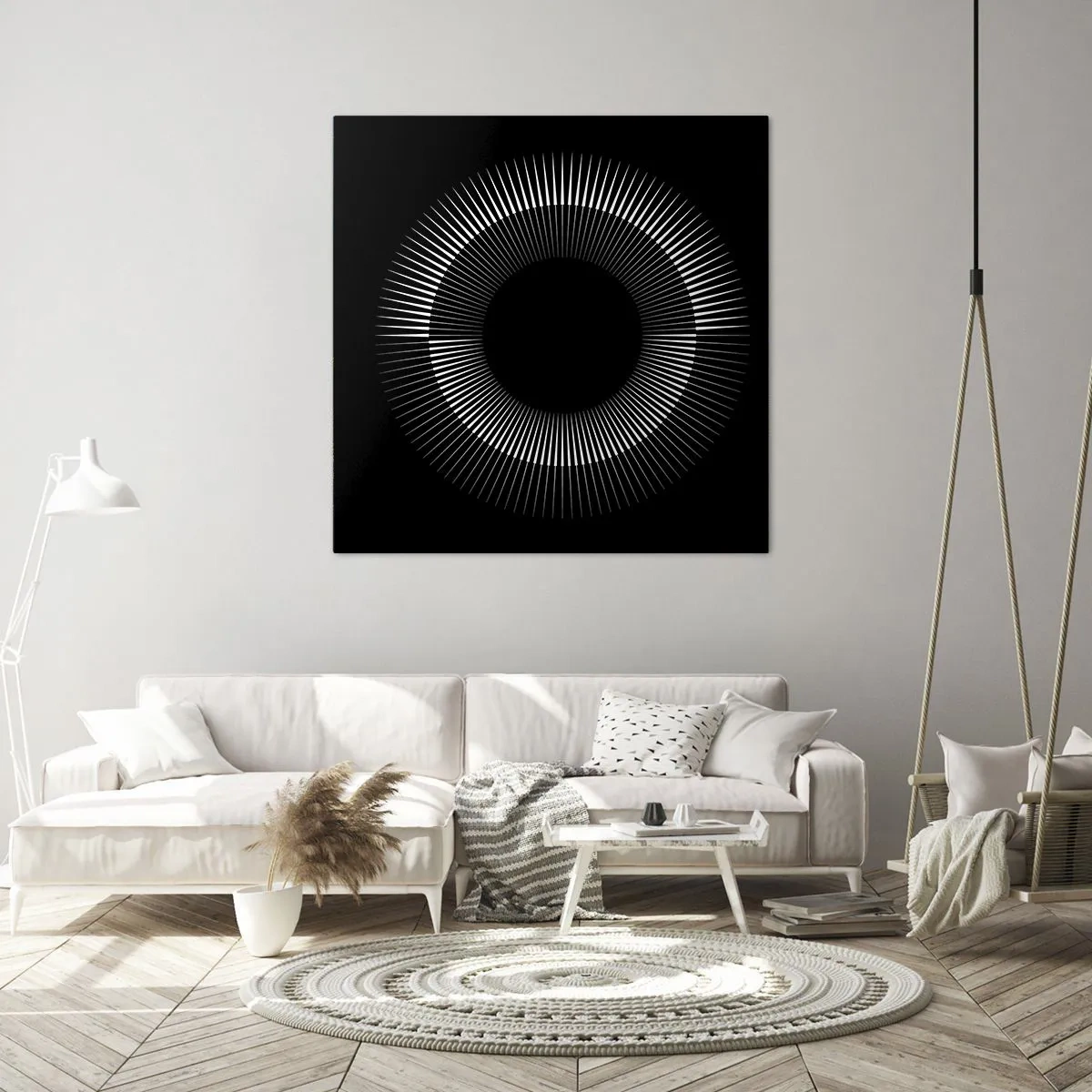 Canvastavla - Bild på duk - Svart sol - 60x60 cm