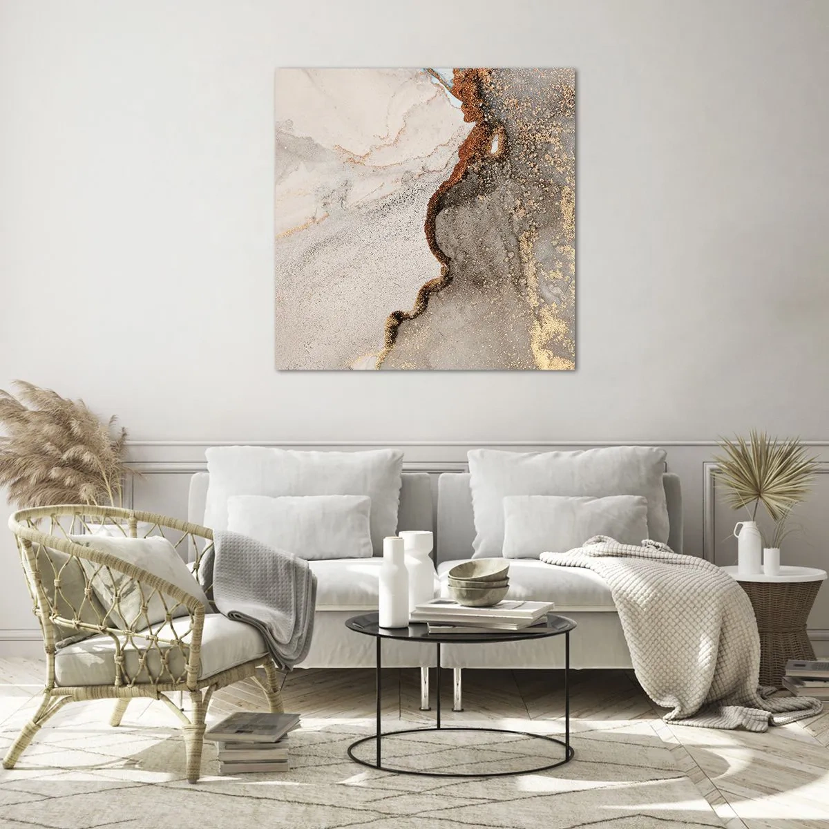 Glastavla - Bild på glas - På färgernas gräns - 70x70 cm