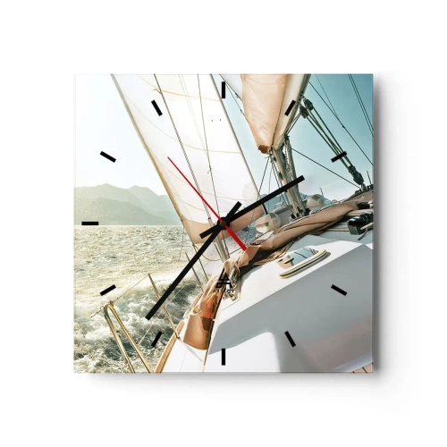 Väggklocka - Klocka på glas - Under full segel - 30x30 cm