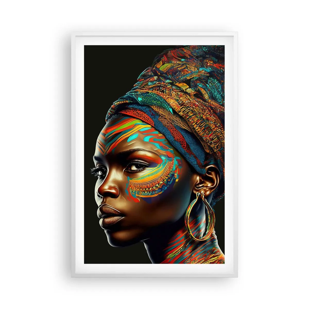 Affisch i vit ram - Afrikansk drottning - 61x91 cm