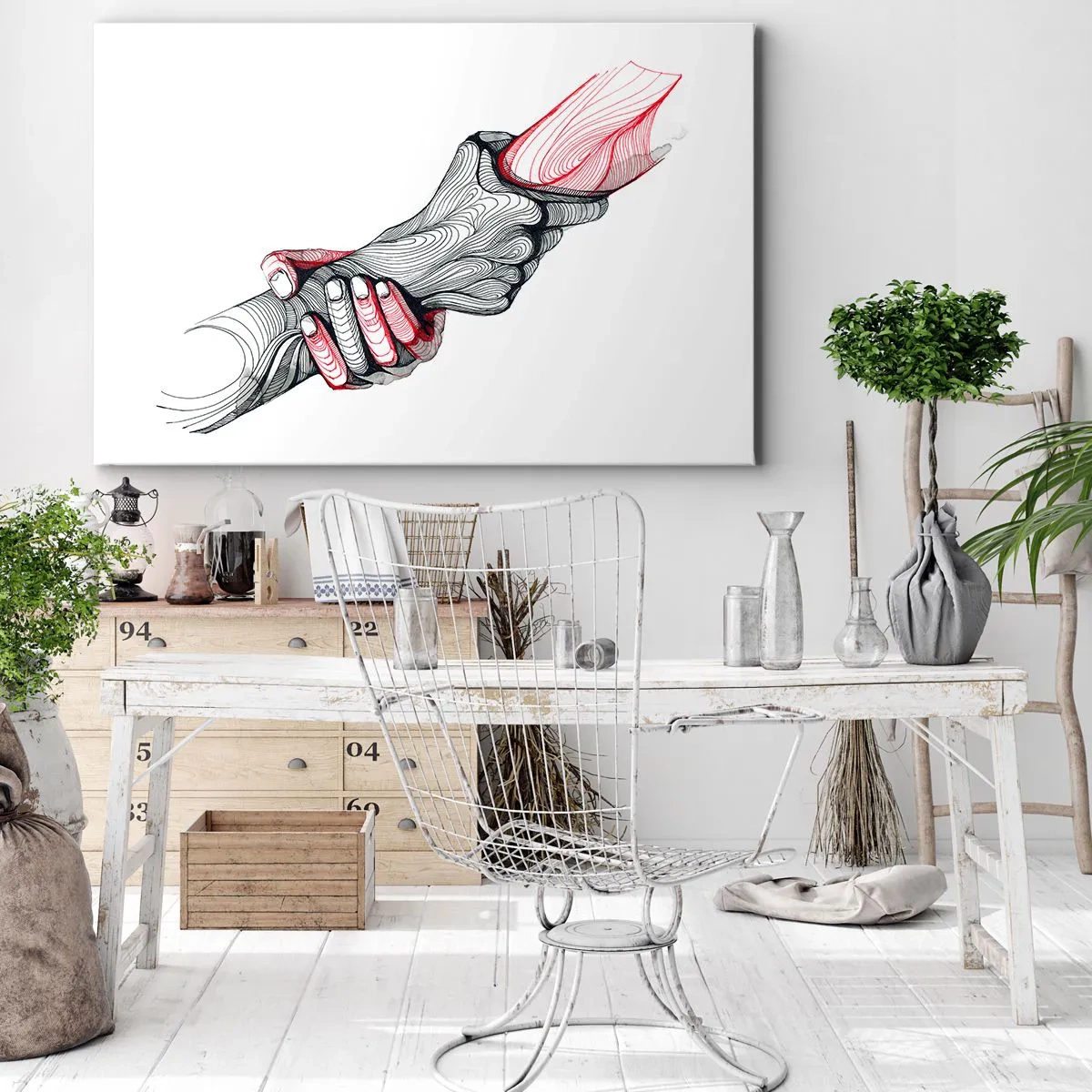 Canvastavla - Bild på duk - Konstnärliga händer som håller varandra i minimalistisk stil - 70x50cm - Du är i goda händer - Modern väggdekoration för vardagsrum och sovrum ARTTOR