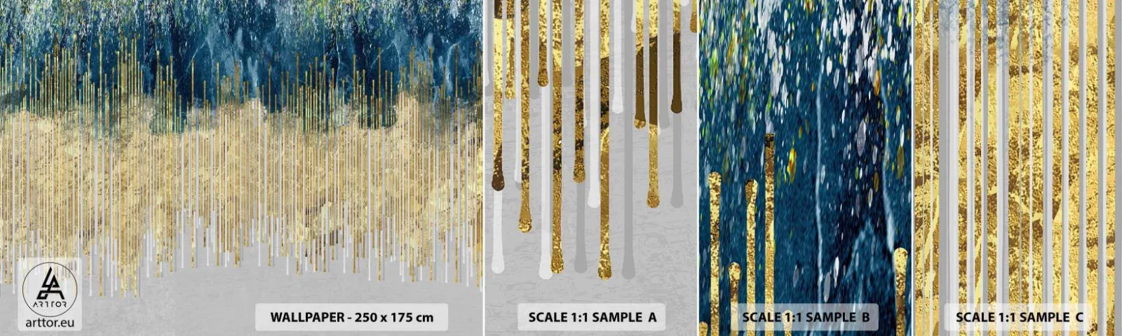 Provbit av självhäftande fototapet Deluxe Sticker - Förgylld gräns - Bit, Art déco, Samtida - 100x30 cm