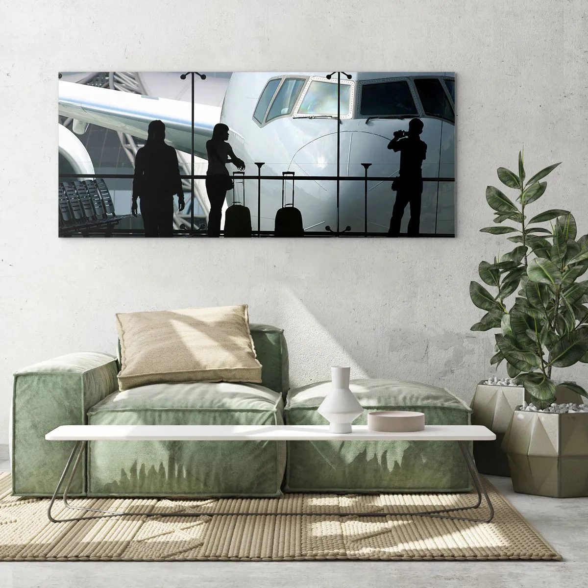 Glastavla - Bild på glas - Vis a vis på flygplatsen - 90x30 cm