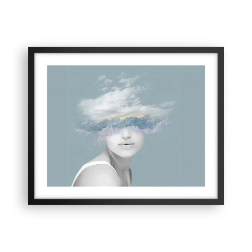 Affisch i svart ram - Med huvudet i molnen - 50x40 cm