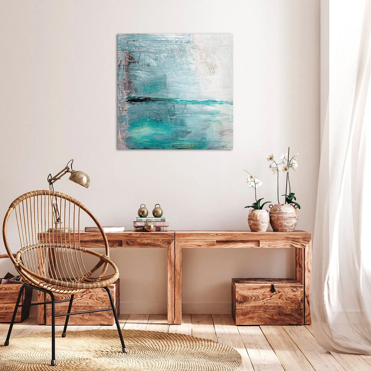 Canvastavla - Bild på duk - Horisontellt i blått - 40x40 cm