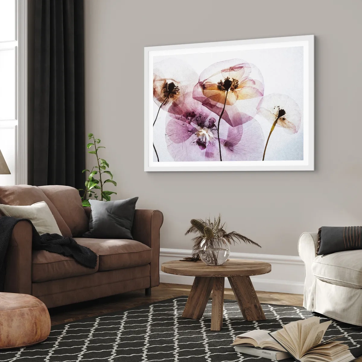 Affisch i vit ram - Blommornas transparenta kroppar - 91x61 cm