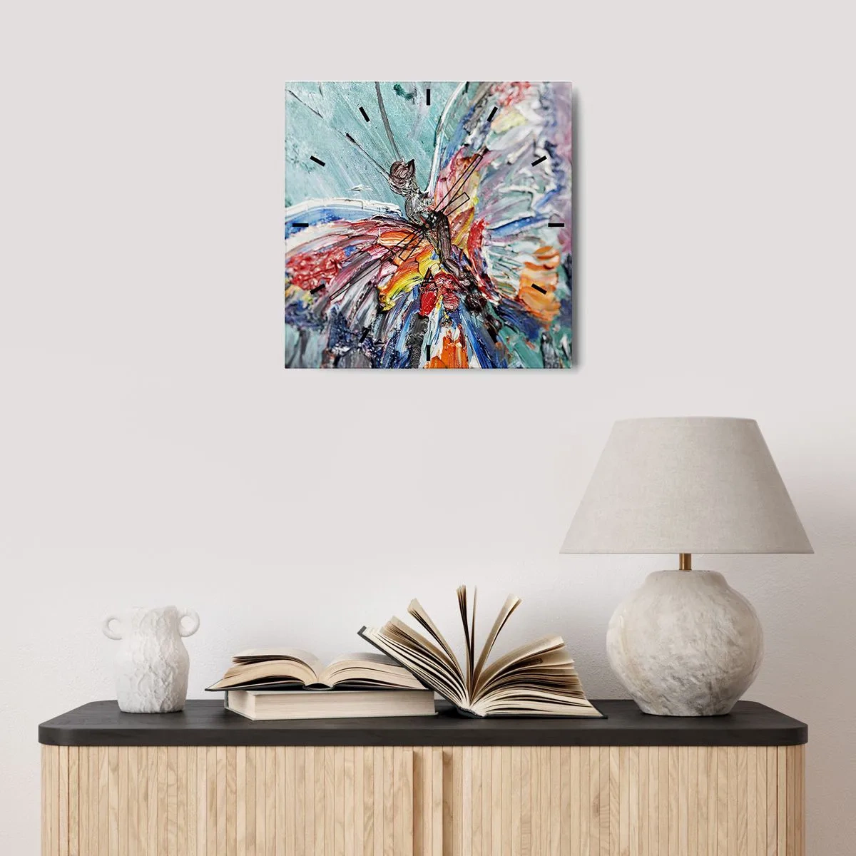 Väggklocka - Klocka på glas - Målad av naturen - 30x30 cm