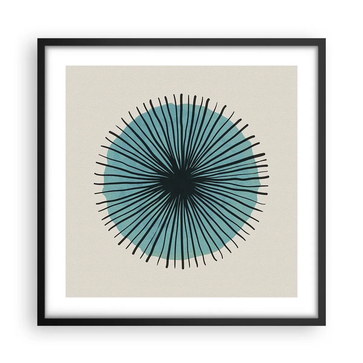 Affisch i svart ram - Radier mot blått - 50x50 cm