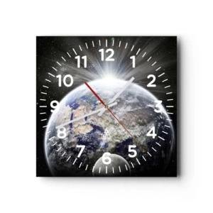 Väggklocka - Klocka på glas - I fullt sken - 30x30 cm