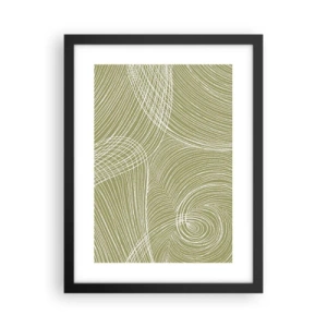 Affisch i svart ram - Intrikat abstraktion i vitt - 30x40 cm