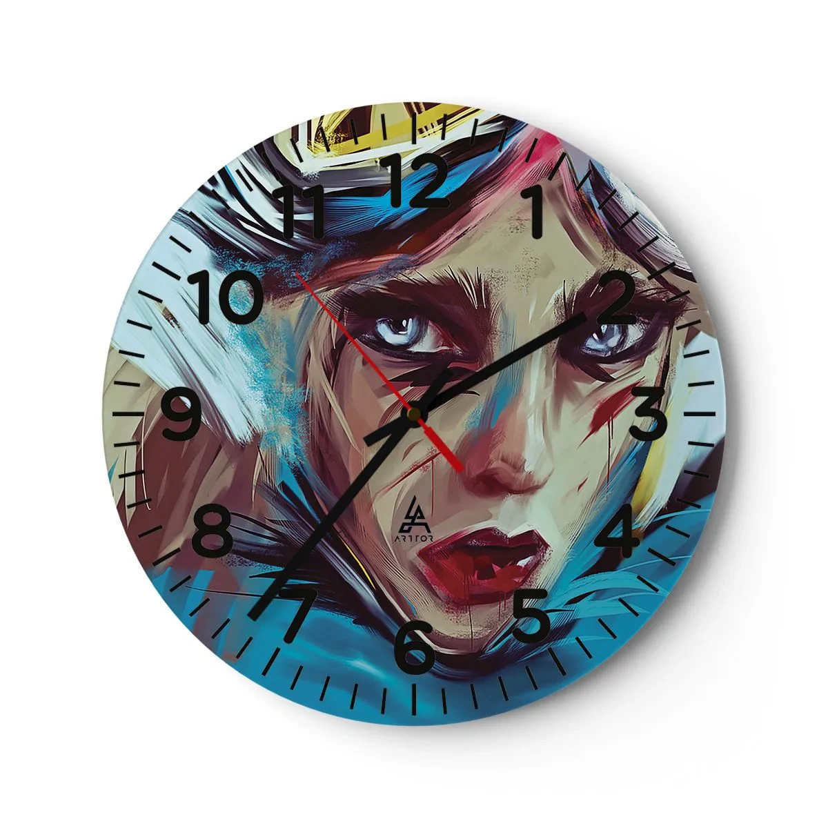 Väggklocka - Klocka på glas - Vägkämpe - 40x40 cm