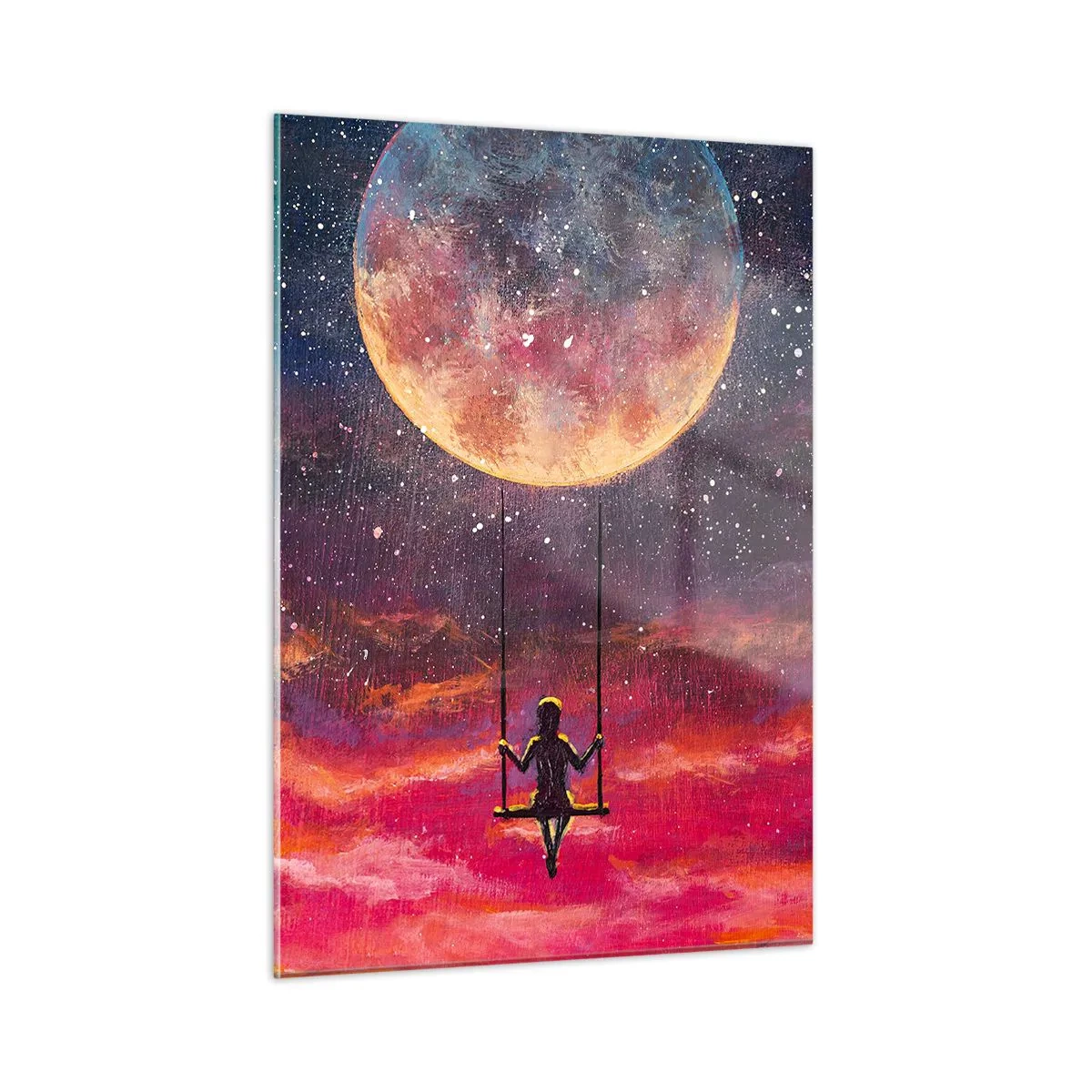 Glastavla - Bild på glas - Sväva i molnen - 50x70 cm
