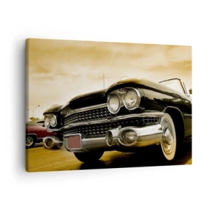 Canvastavla - Bild på duk - En veteranbil med retro-look och kromdetaljer. - 70x50cm - Klassiken blir aldrig gammal - Modern väggdekoration för vardagsrum och sovrum ARTTOR