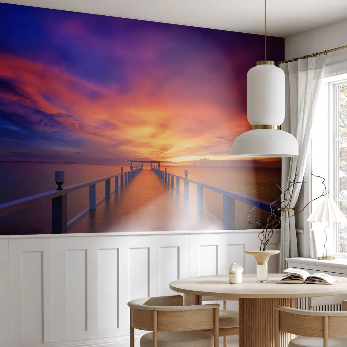 Fototapet Premium Sand - Utan ände - Landskap, Pir, Solnedgång - 100x70 cm