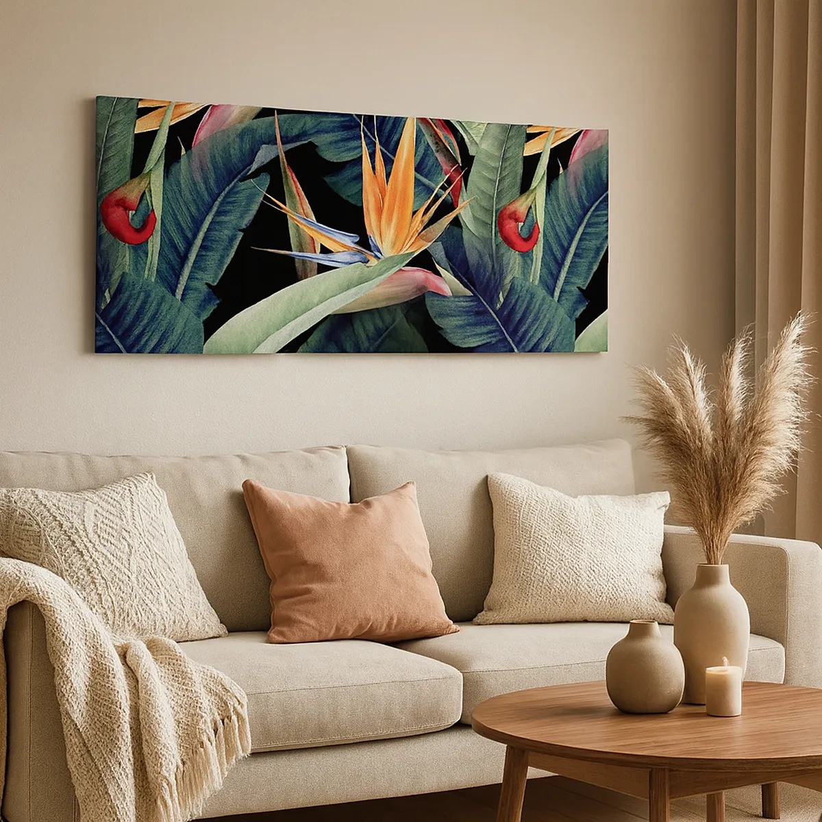 Canvastavla - Bild på duk - Tropikens brinnande blommor - 30x30 cm