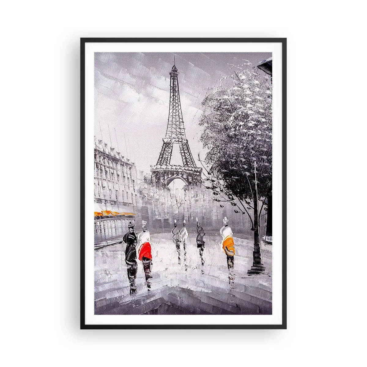 Affisch i svart ram - Promenad i Paris - 70x100 cm