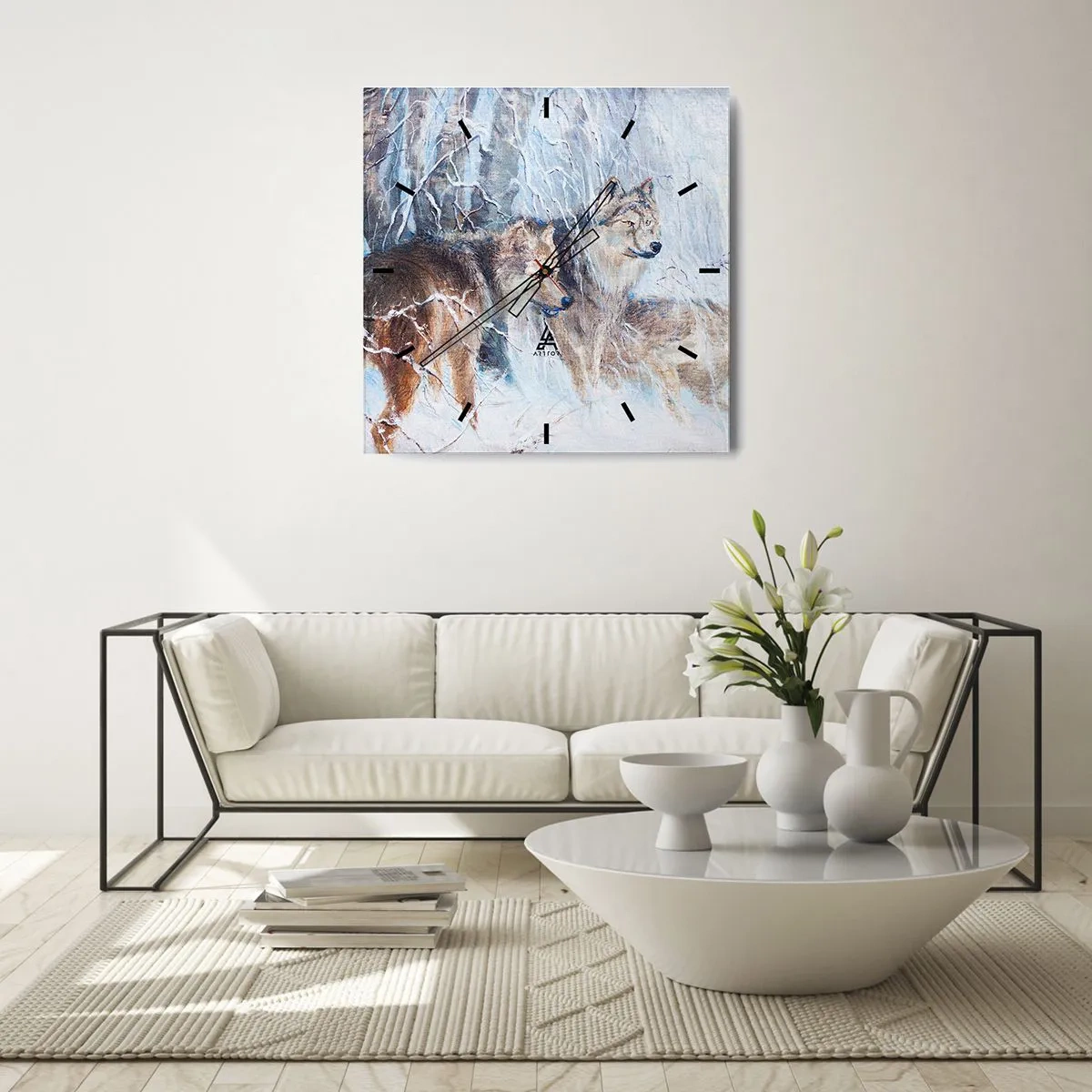 Väggklocka - Klocka på glas - Akta! Någon kommer - 40x40 cm