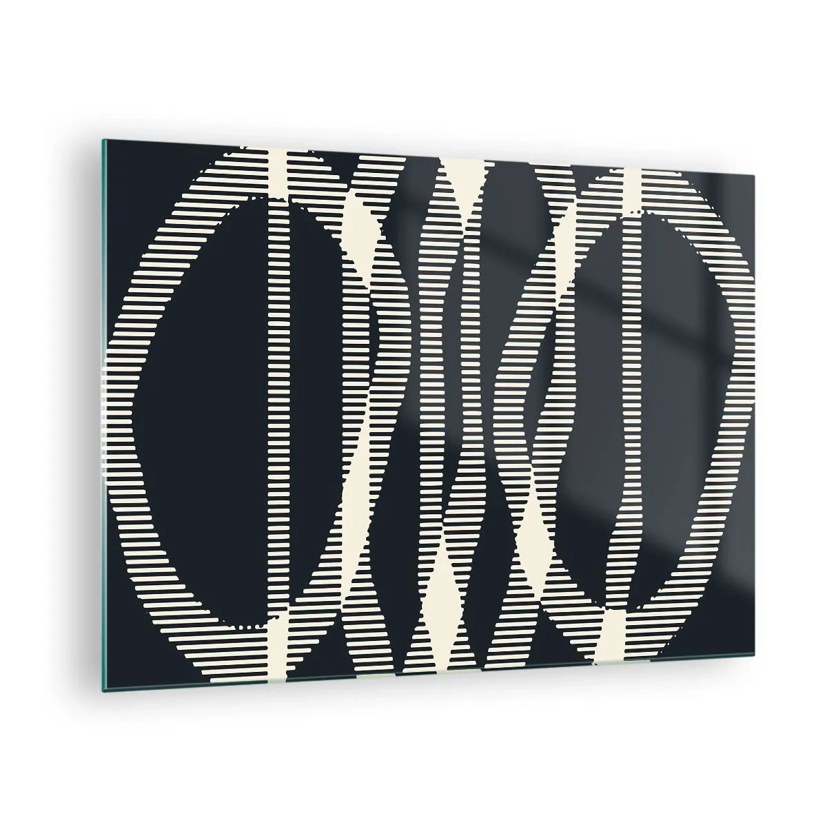 Glastavla - Bild på glas - Geometriska linjer i nyanser av svart och beige - 70x50cm - Försök att bryta mörkret - Modern väggdekoration för vardagsrum och sovrum ARTTOR