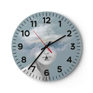 Väggklocka - Klocka på glas - Med huvudet i molnen - 30x30 cm