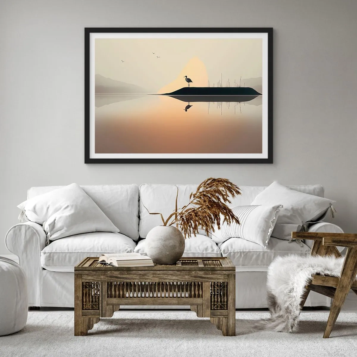 Affisch i svart ram - Herre på sjön - 100x70 cm