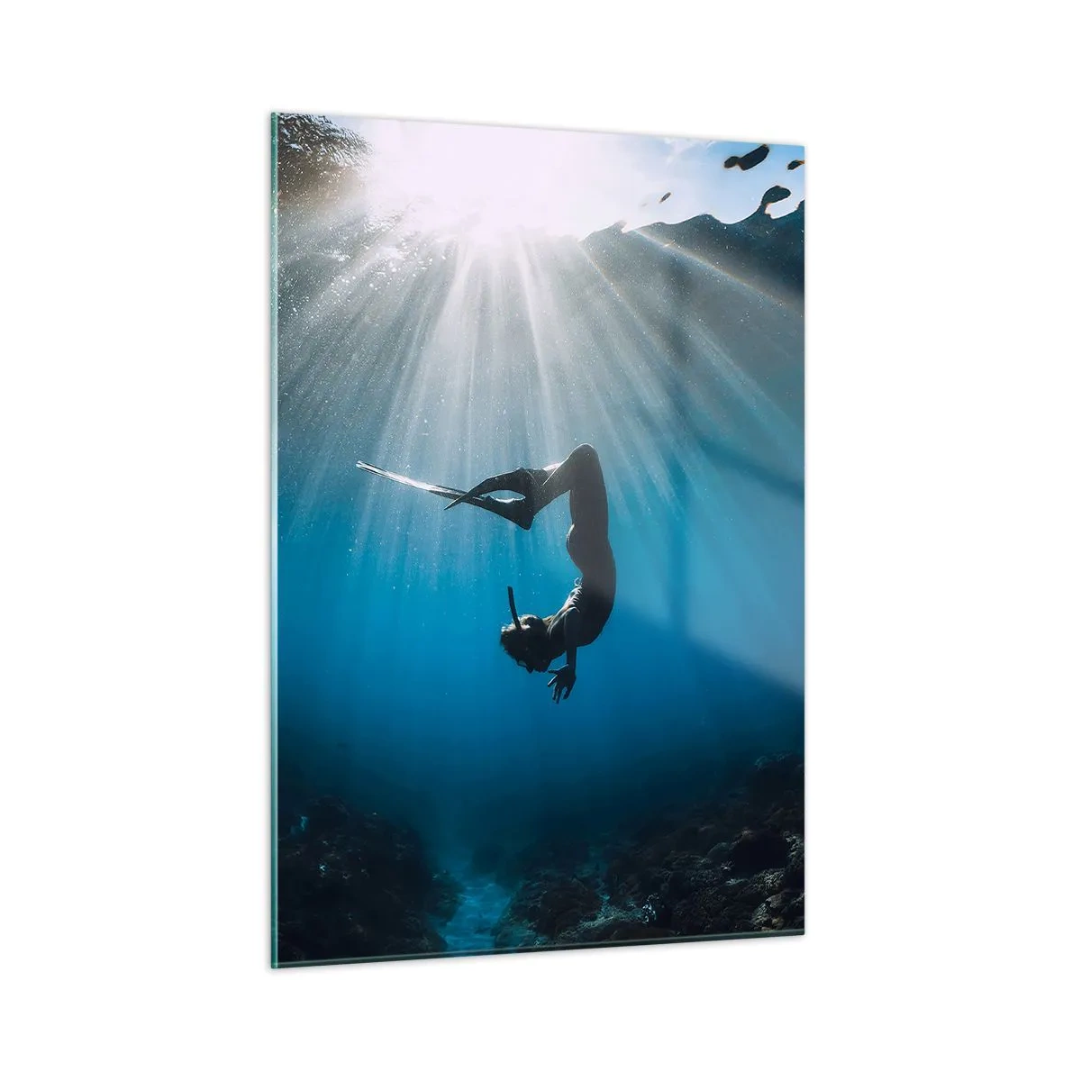 Glastavla - Bild på glas - Undervattendans - 50x70 cm