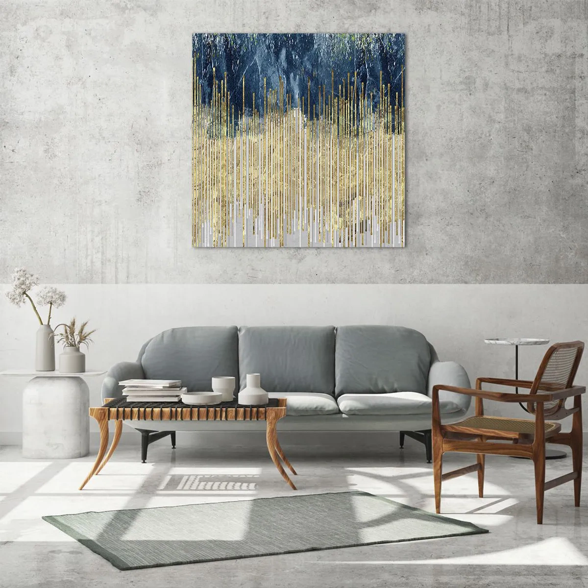 Glastavla - Bild på glas - Förgylld gräns - 30x30 cm