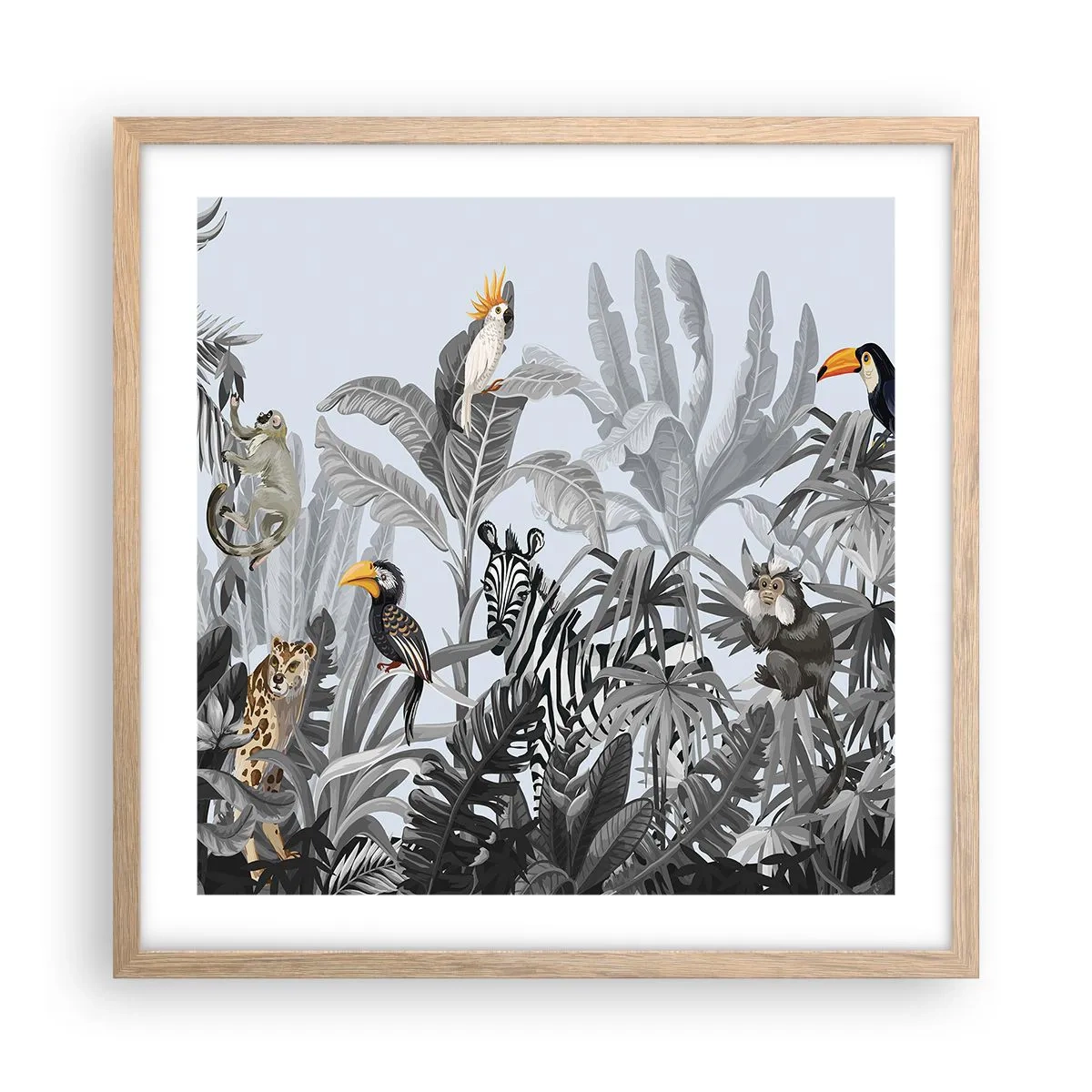 Affisch i ram av ljusek - Afrikansk saga - 50x50 cm