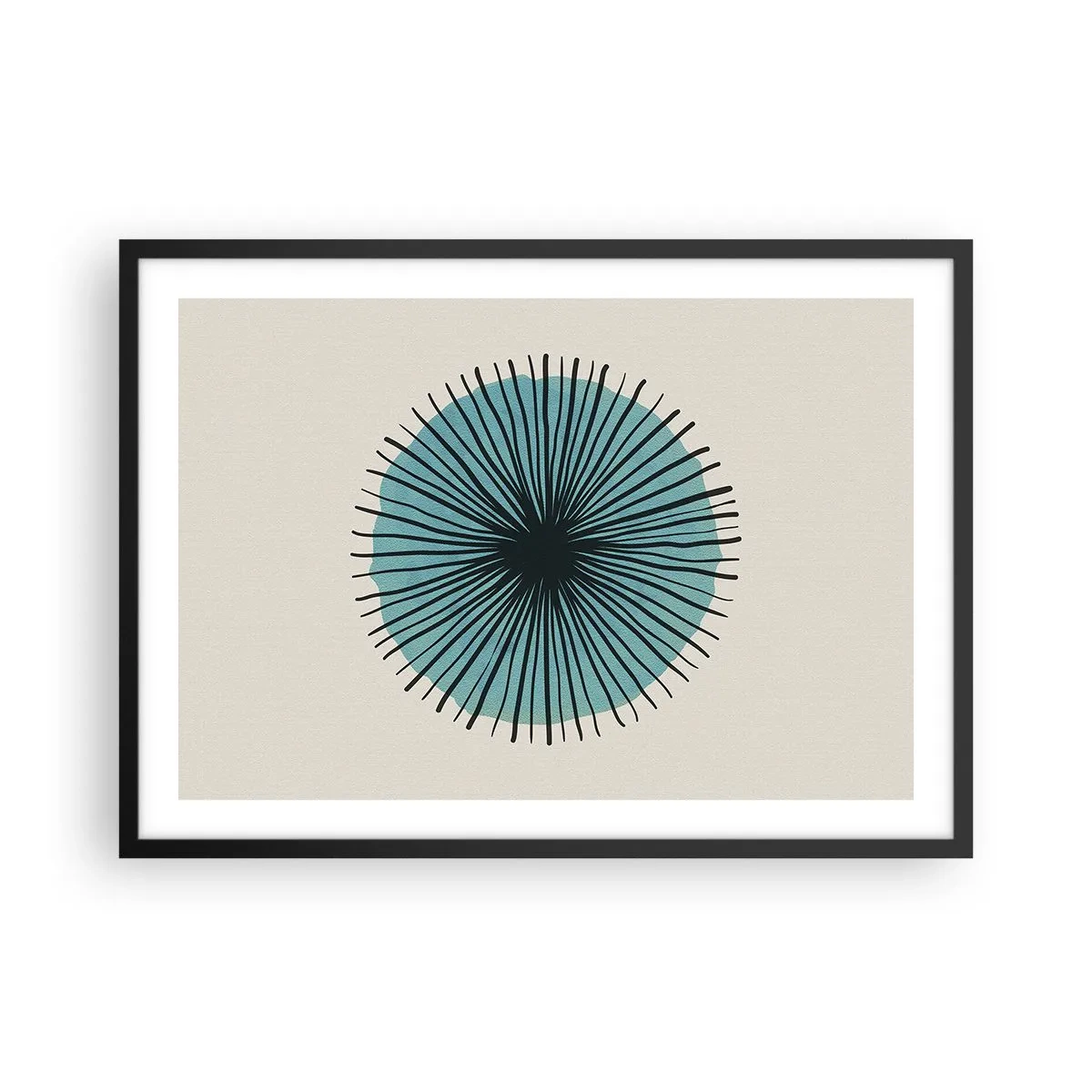 Affisch i svart ram - Radier mot blått - 70x50 cm