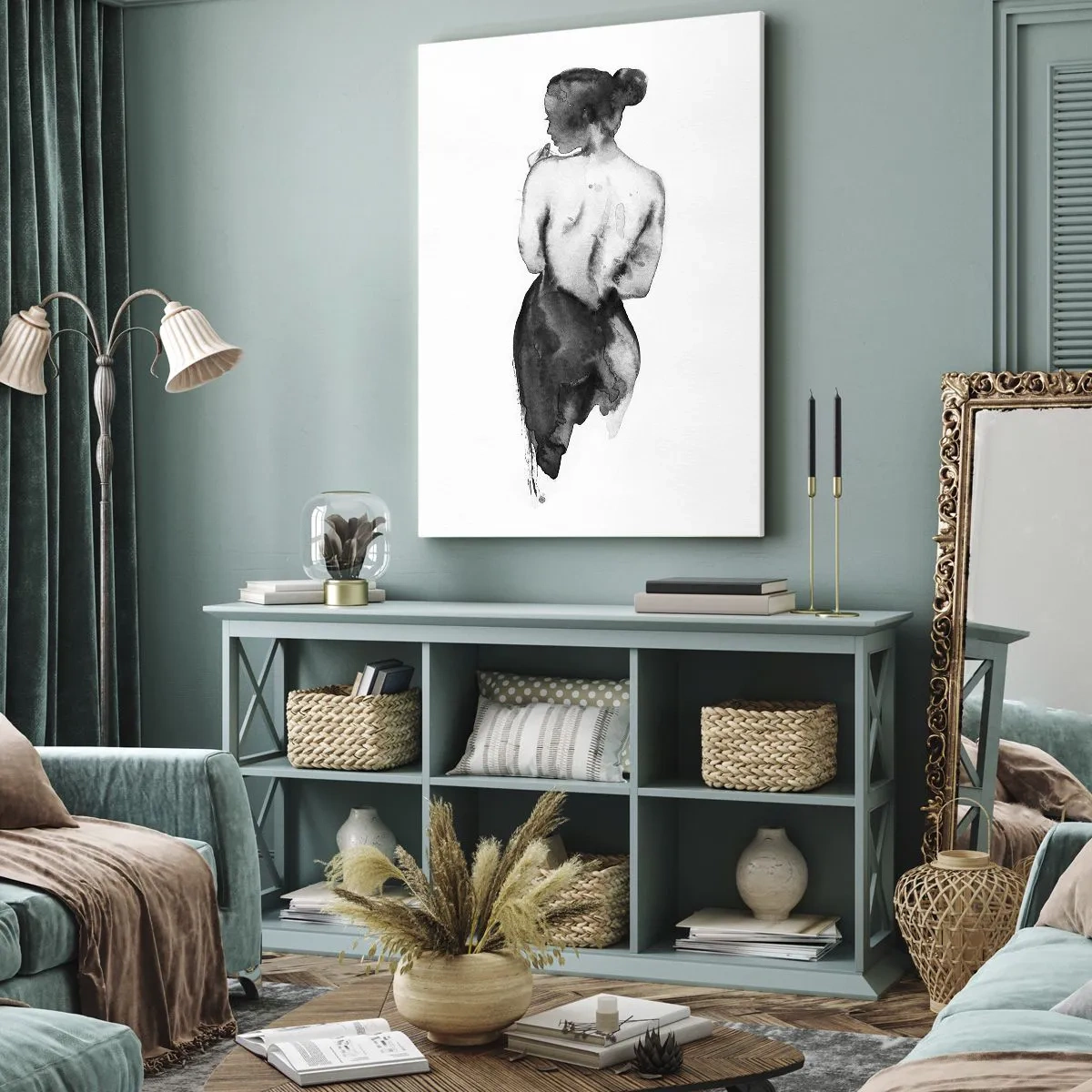 Canvastavla - Bild på duk - Världen försvinner i hennes närvaro - 55x100 cm