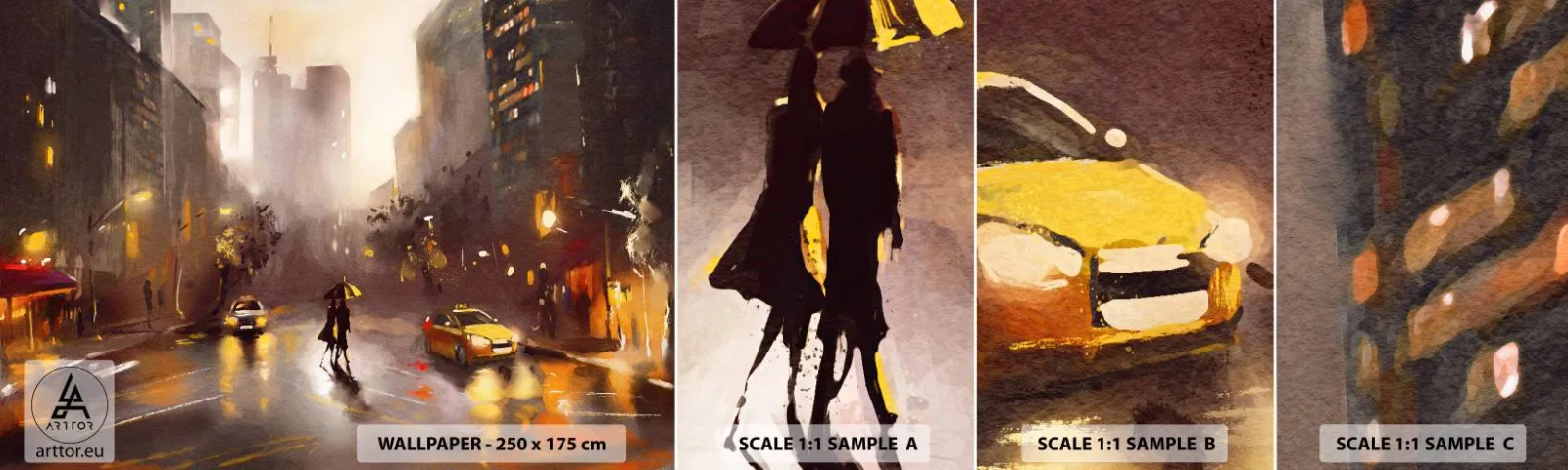 Provbit av självhäftande fototapet Deluxe Sticker - I New Yorks ljus - New York, Manhattan, Arkitektur - 100x30 cm