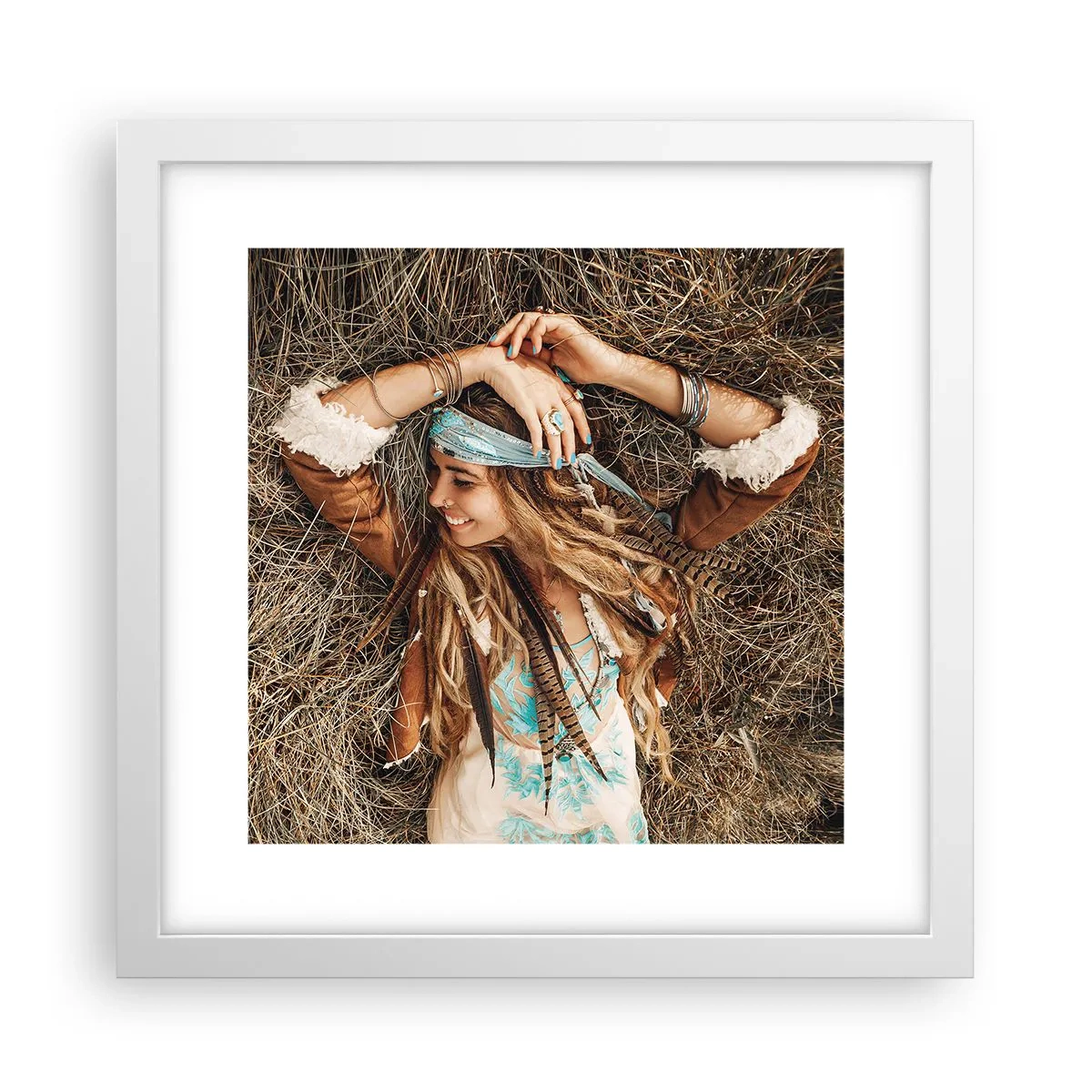 Affisch i vit ram - På väg till kärlekens sommar - 30x30 cm