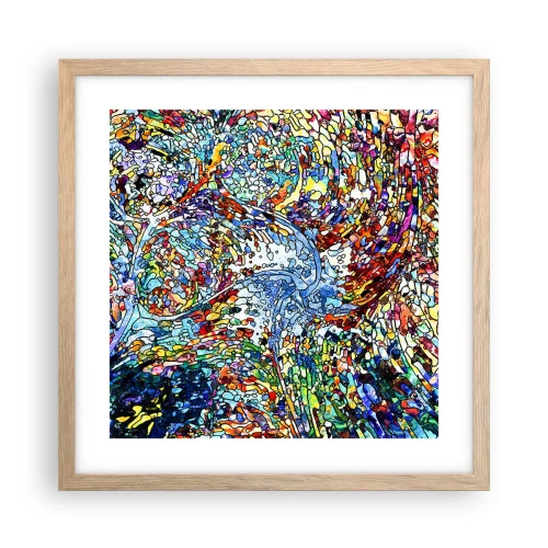 Affisch i ram av ljusek - Glasmålning - droppar - 40x40 cm