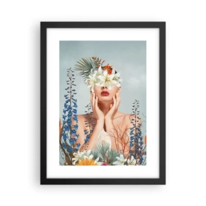 Affisch i svart ram - Kvinna - blomma - 30x40 cm